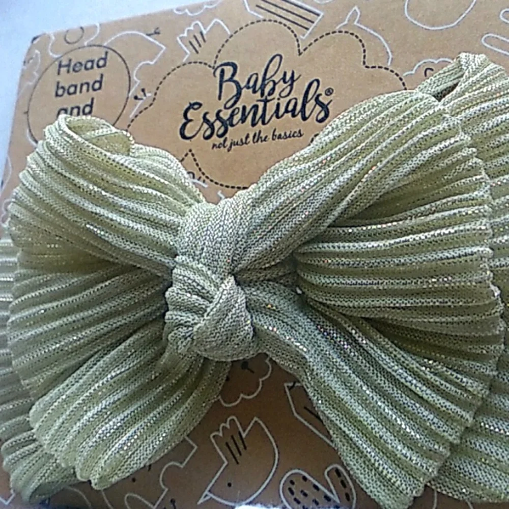 Baby Essentials fancy gold Bow Headband and Sock Set